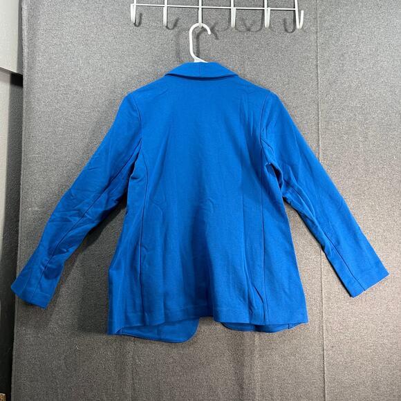 Susan Graver Weekend Petite Marina Knit Blazer Blue Brigade Size Petite Small - Picture 2 of 9